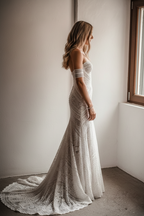 Elegant Sweetheart Lace Mermaid Boho Wedding Dress