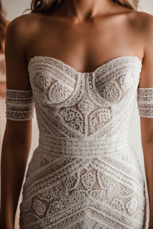 Elegant Sweetheart Lace Mermaid Boho Wedding Dress