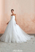 Elegant Sweetheart White Wedding Dress | Simple Tulle Beach Aline Ball Gown