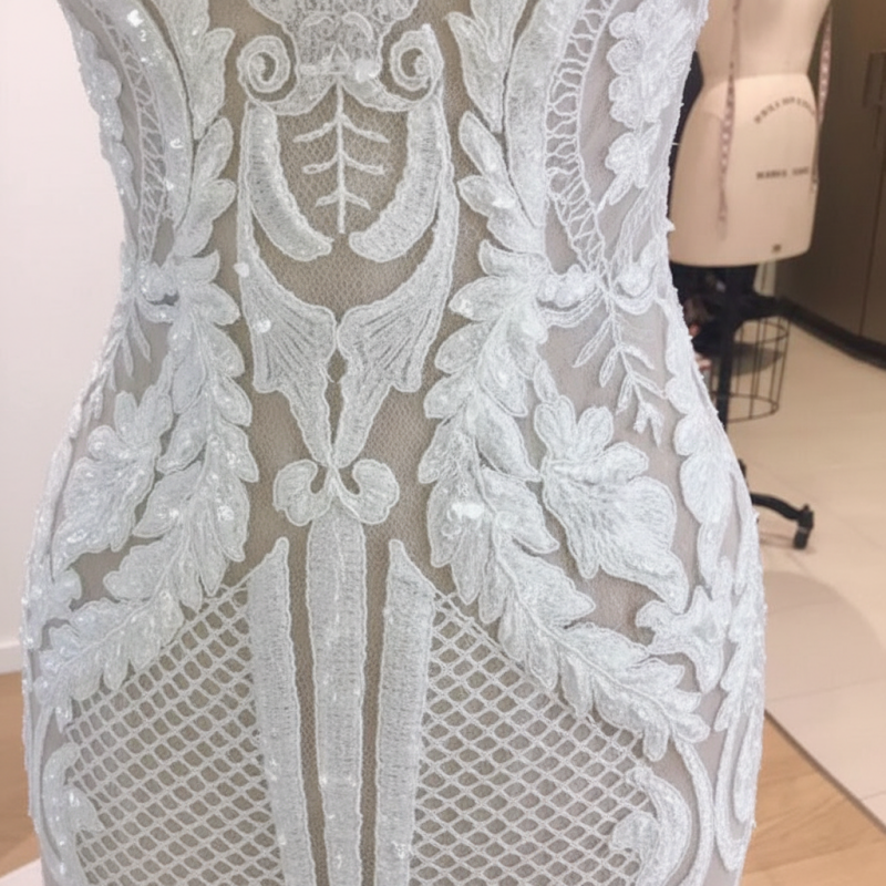 Elegant White V Neck Mermaid Lace Wedding Dress For Modern Brides