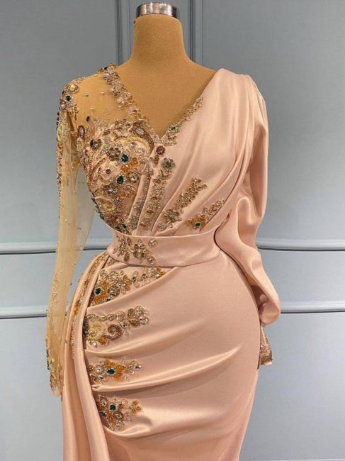 Vestidos de noche largos con mangas Vestidos de fiesta con purpurina