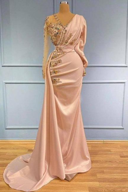 Vestidos de noche largos con mangas Vestidos de fiesta con purpurina