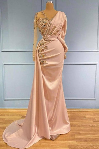 Vestidos de noche largos con mangas Vestidos de fiesta con purpurina