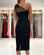 Evening Dresses Short Black Cocktail Dresses with Lace