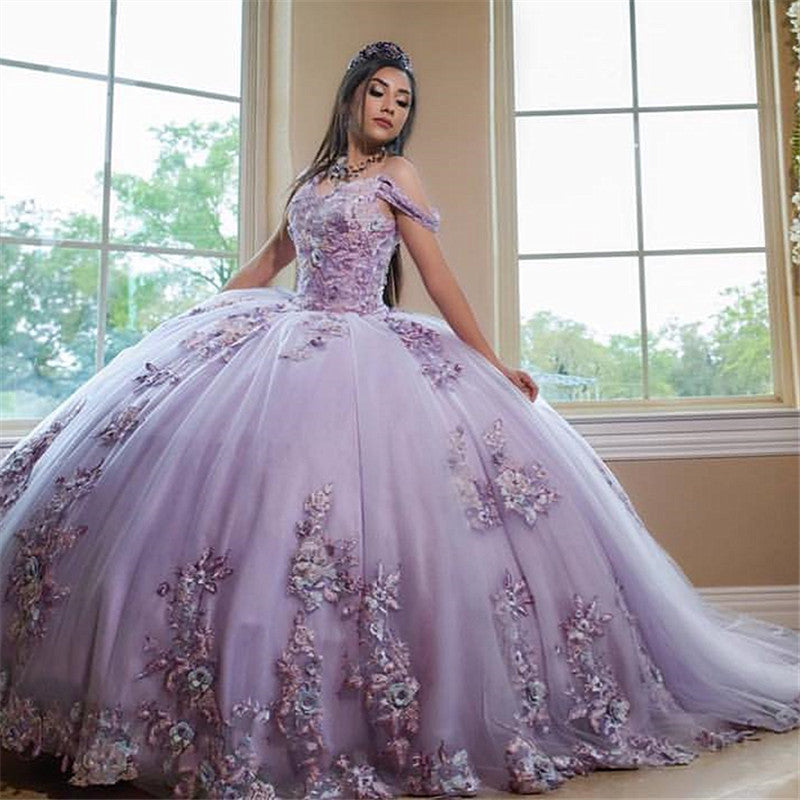 Excellent Long Ball Gown Off-the-shoulder Tulle Quinceanera Dress