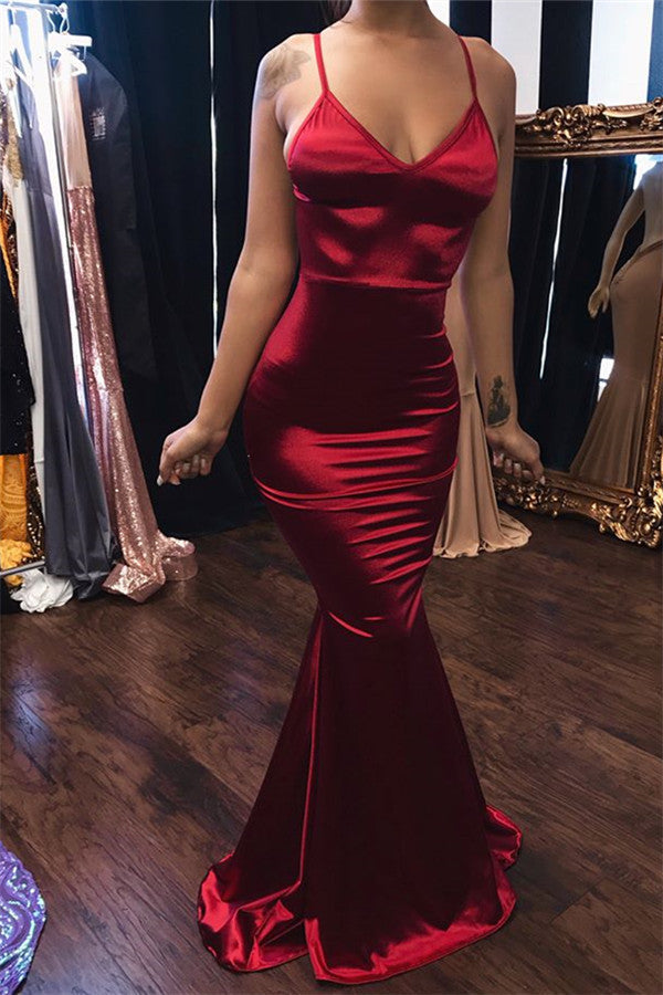 Eye-catching Long Mermaid V-neck Backless Prom Dress