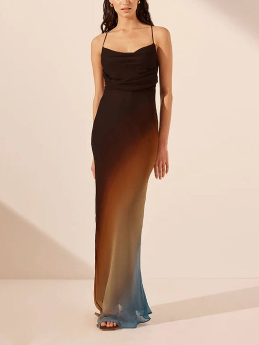 Rückenfreies Maxikleid aus Twill 