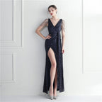 Handmade Beaded Socialite Car Model Long Evening Dress for Dinner Performance