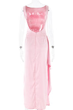 Abiti da sera sexy per il ballo di fine anno, in tinta unita, senza schienale, con balze e drappeggi, scollatura a O (3 colori)