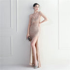 Nightclubs Dinner Ceremony Performance Evening Dress with Crisscross Elegance