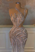 Mermaid One Shoulder Sequined Prom Dress With Beads And Pearls