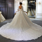 Elegant Train Sweetheart Backless A Line Wedding Dress With Lace Appliques