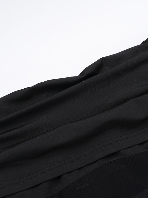 Lange Ärmel, schmal, plissiert, durchsichtig, einfarbig, mit Schlitz, schulterfrei, Abendkleider, Maxikleider 