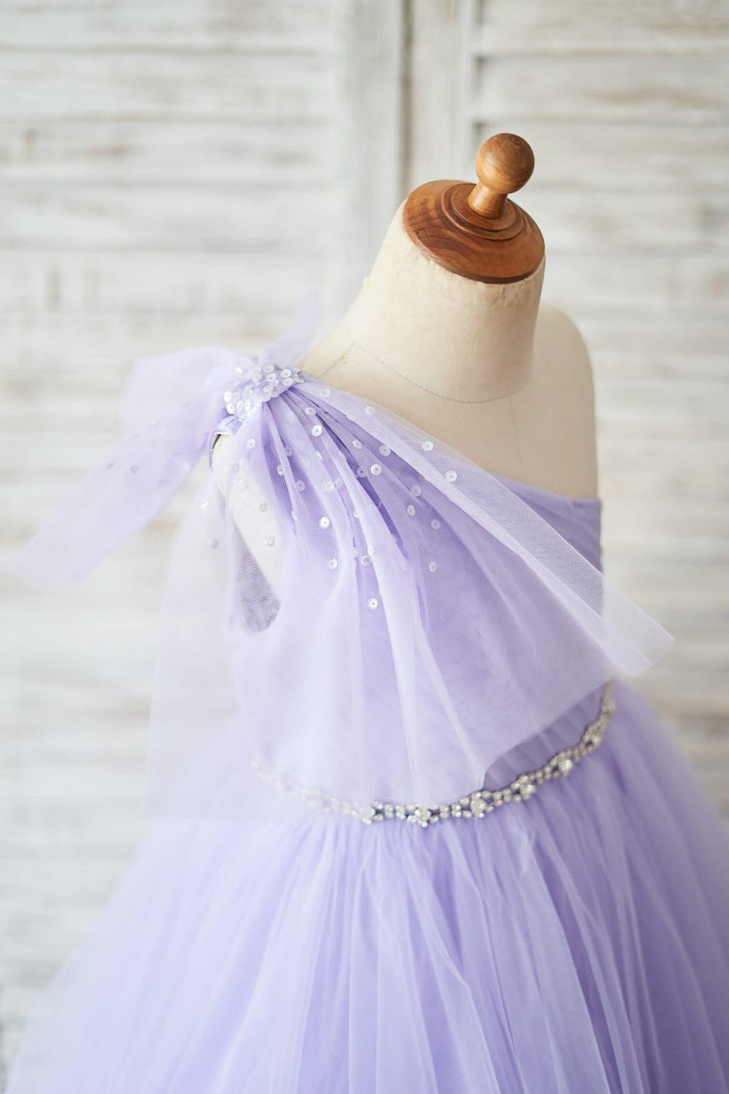 Short Sleeve Tulle Floor Length Flower Girl Dress With Bow