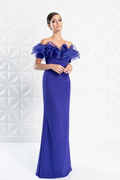 Off The Shoulder Mermaid Prom Dress Ruffled Sleeveless Long