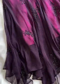 Vestido de fiesta largo de noche estilo sirena vintage con tirantes morados y cuentas de gasa Y7503
