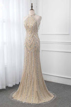 BMbridal Gorgeous High Neck Sleeveless Mermaid Prom Dress With Rhinestones