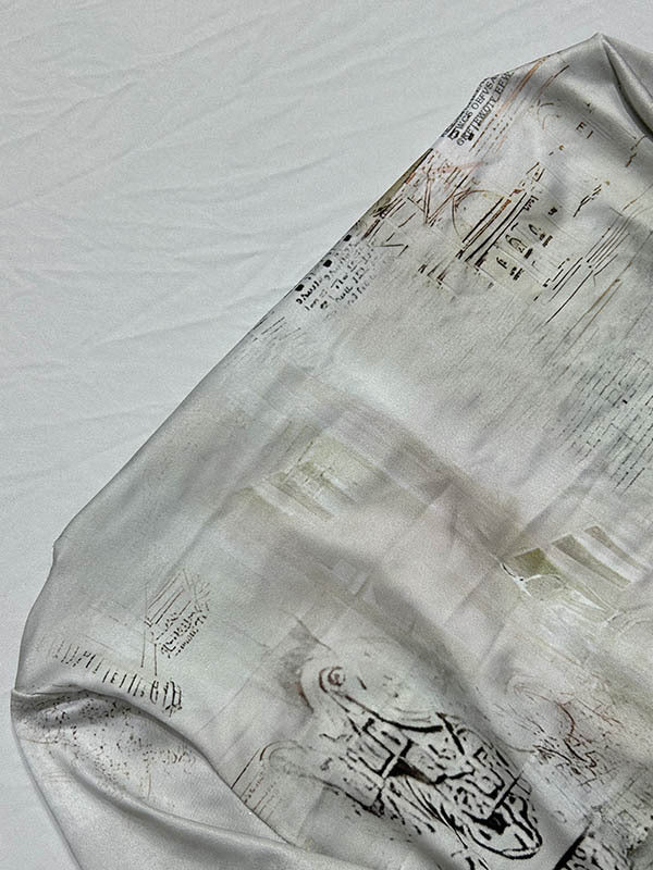 Lange Ärmel, schmal, bedruckt, mit Schlitz am Rücken, geteilter Schnitt, Rundhalsausschnitt, Abendkleider, Maxikleider 