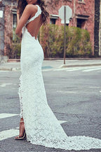 Lace High Neck Beach Wedding Dress For Summer Lightweight Comfort