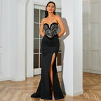 Sexy Sequined Sleeveless Wrapped Chest Backless Cocktail Evening Dress Bridesmaid Women