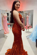 Sparkly Gold Sequin Strapless Sweetheart Mermaid Prom Dress