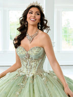 Vestido popular de quinceañera con hombros descubiertos 2025 Encantador vestido de fiesta con flores 3D Brillante vestido de fiesta sin mangas y sin tirantes 16 personalizado
