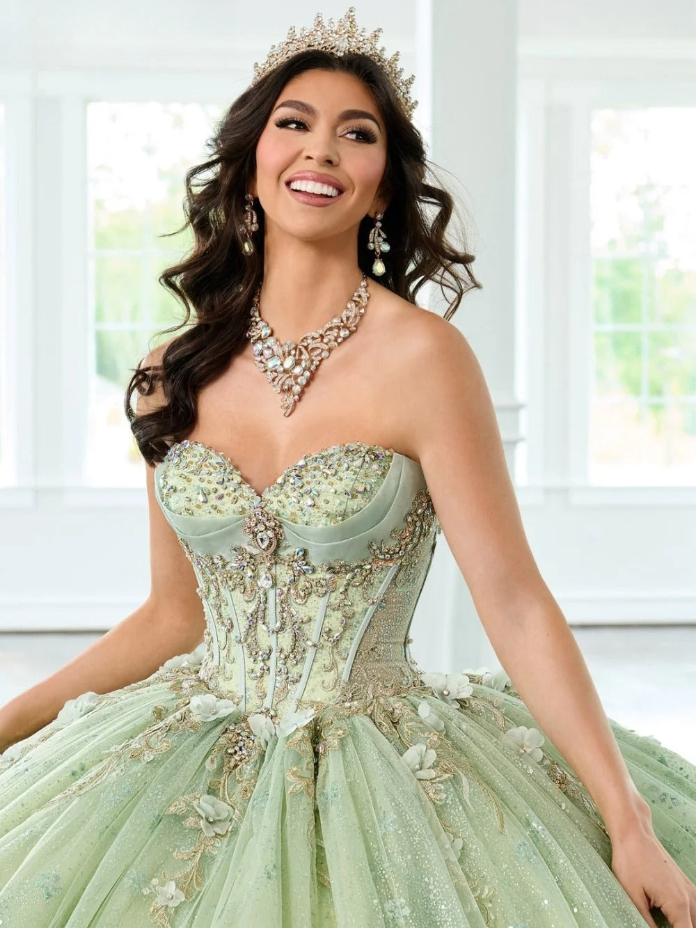 Vestido popular de quinceañera con hombros descubiertos 2025 Encantador vestido de fiesta con flores 3D Brillante vestido de fiesta sin mangas y sin tirantes 16 personalizado