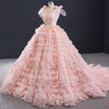 Abito da ballo rosa cipria scintillante con balze a strati per Quinceañera, abito dolce sedici rosa cipria, vestito da palla Y476