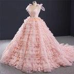 Abito da ballo rosa cipria scintillante con balze a strati per Quinceañera, abito dolce sedici rosa cipria, vestito da palla Y476
