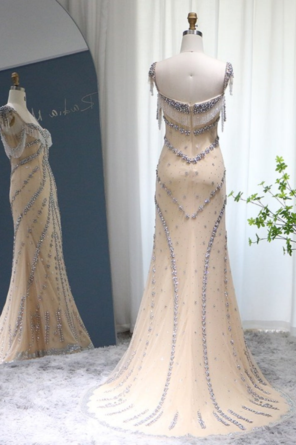 Bmbridal Floor Length Sleeveless Beaded Mermaid Prom Dress Sweetheart Neckline