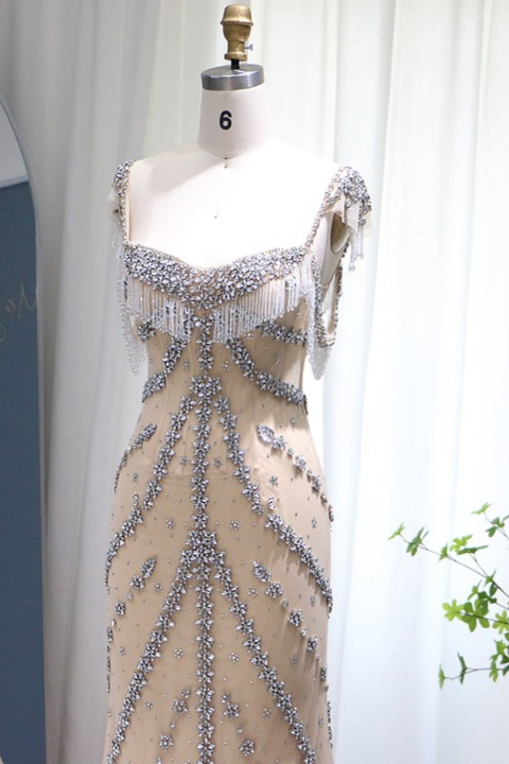 Bmbridal Floor Length Sleeveless Beaded Mermaid Prom Dress Sweetheart Neckline