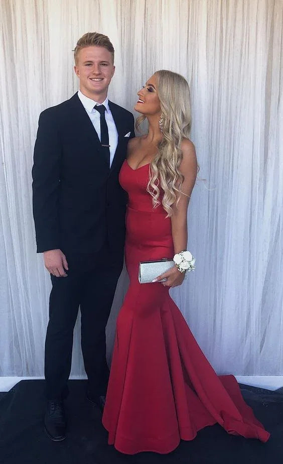 Vestido Formal Vermelho Deslumbrante de Sereia para Noite Vestido Longo Vermelho de Baile Y159