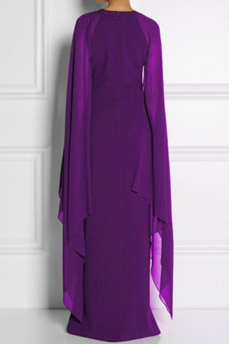 Elegante Abendkleider im britischen Stil mit einfarbigem Schlitz und O-Ausschnitt 