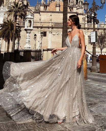 V-Neck Sling Long Dress Prom Dress