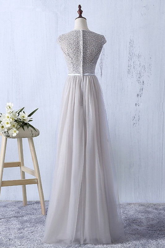 BMbridal Elegant Dark Green Tulle Jewel Prom Dress Sleeveless With Appliques