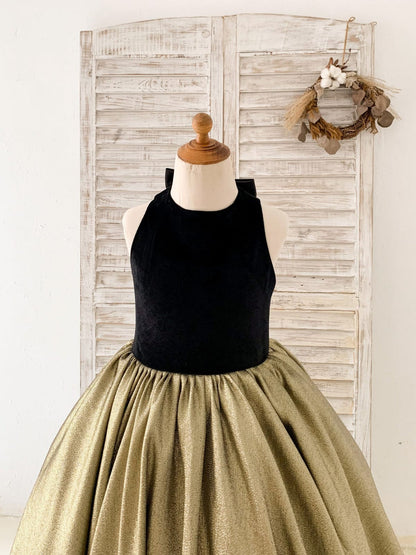 Ball-Gown/Princess Jacquard Velvet Sweep Train Black Dress (2003227667)