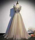 Elegante abito lungo da sera in tulle, modello a linea s108