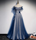 Robe longue de bal en tulle brillant à sequins bleue robe de soirée s102