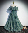 Abito lungo da sera a linea A con paillettes e tulle carino s90