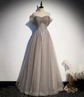Vestido longo de baile elegante em renda de tule Vestido de noite em linha A s67