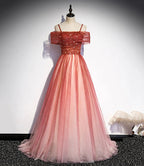 Abito lungo da sera in tulle bordeaux a linea ad A per ballo s75