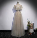 Abito lungo da sera e da ballo con paillettes e tulle s60