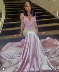 Elegante abito lungo da sera rosa sirena, seducente vestito da sera rosa Y1367