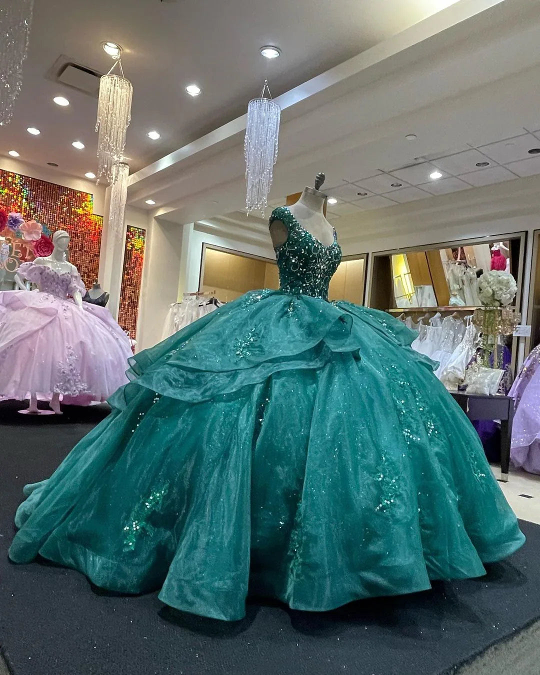 فستان حفلة الكرة فستان عيد ميلاد مشد دانتيل فستان السادسة عشرة الحلو Y1229