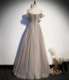 Vestido longo de baile elegante em renda de tule Vestido de noite em linha A s67