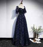 Vestido longo de tule azul para baile vestido de noite azul s106