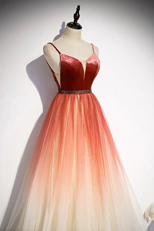 Abito da sera in tulle a linea con scollo a V s74