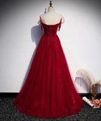 Vestido longo de baile em tule bordô vestido de noite s82