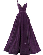 Vestidos de Baile Formais com Decote em V, Lantejoulas, Estilo Espaguete, Fenda Lateral Longa, Vestidos de Noite Y1849