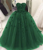 robes de bal vert tendre pour quinceañera avec fleurs Y1622